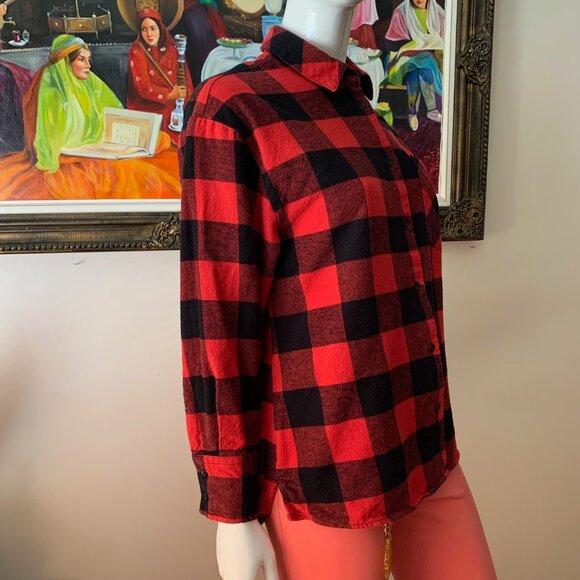 Lucky Brand Long Sleeve Button Up 100% Cotton Plaid Flannel Shirt - Picture 4 of 10